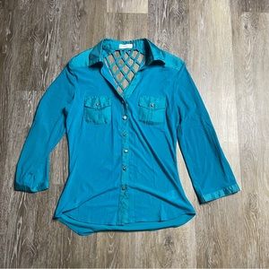 PASTEL turquoise cutout back top